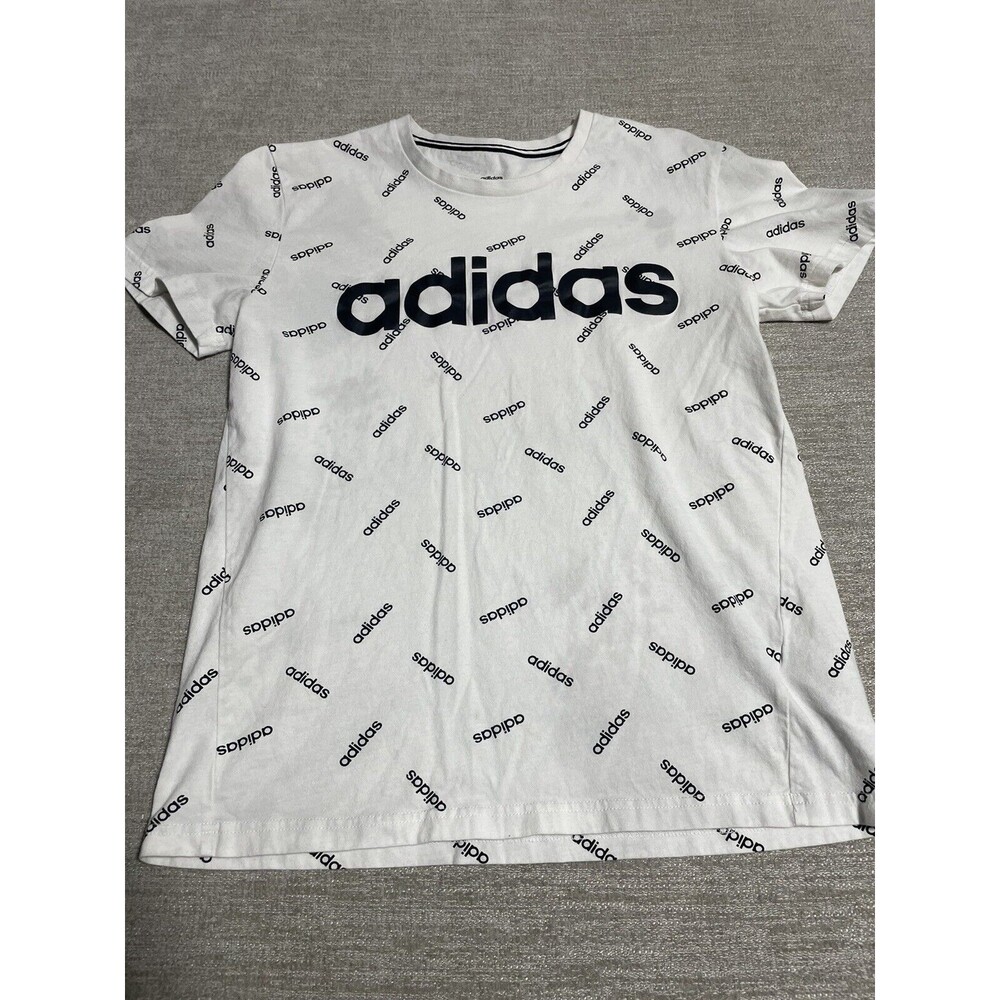 Adidas Shirt Men's Medium White All Over Print Logo